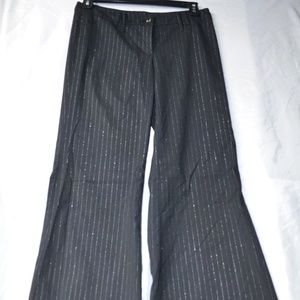SELE Flared Leg Slacks Pants Black Silver Accent